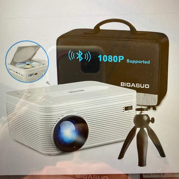 Bigasuo upgrade HD Bluetooth Projector Built in DVD Player Mini Video Projector - Picture 1 of 7